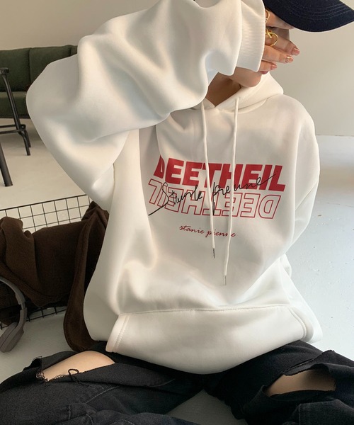 SHEPP(シープ)の「ロゴ ビッグシルエットパーカー(パーカー・レディース・ピンク/ホワイト/ブラック・XXX-LARGE/XL/M)」の13枚目の写真
