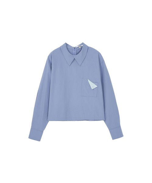 ELOOPS(イーループス)の「【ELOOPS】ポケットポイント クロップドプルオーバーシャツ(シャツ/ブラウス・レディース・ライトブルー/ブルー/オフホワイト・S/M/L)」の4枚目の写真