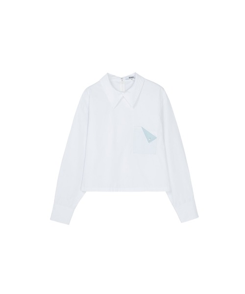 ELOOPS(イーループス)の「【ELOOPS】ポケットポイント クロップドプルオーバーシャツ(シャツ/ブラウス・レディース・ライトブルー/ブルー/オフホワイト・S/M/L)」の5枚目の写真