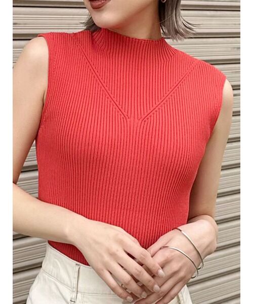 MURUA(ムルーア)の「ハイネックノースリーブニット(ニット/セーター・レディース・ホワイト/ブルー/オレンジ/ブラック・FREE)」の1枚目の写真