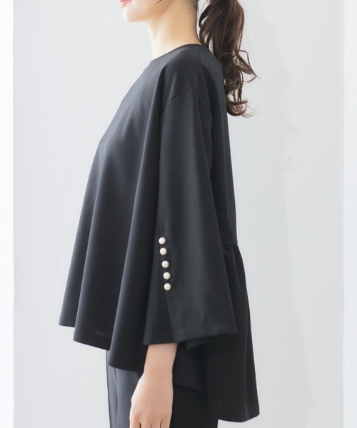 RIRIYANO（リリヤーノ）の「"ご機嫌"パールスリットセットアップ ─RIRIYANO─（スーツセット・レディース・ネイビー/ブラック/ベージュ×ブラック/グレイッシュベージュ・MEDIUM/LARGE/X-LARGE/XX-LARGE/SMALL）」の6枚目の写真