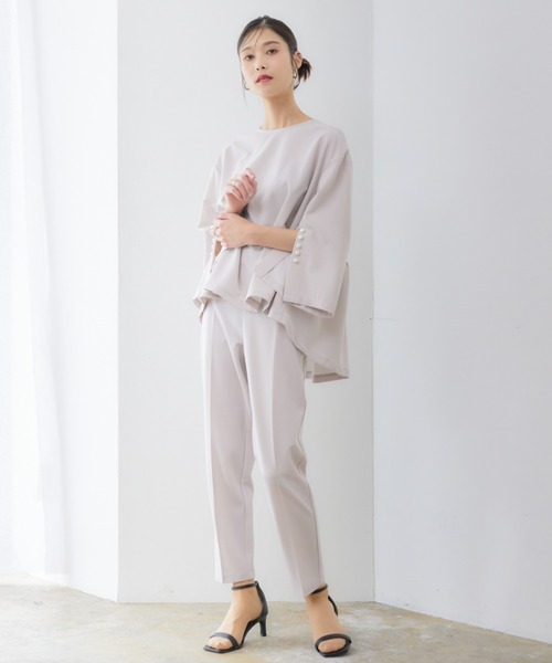 RIRIYANO（リリヤーノ）の「"ご機嫌"パールスリットセットアップ ─RIRIYANO─（スーツセット・レディース・ネイビー/ブラック/ベージュ×ブラック/グレイッシュベージュ・MEDIUM/LARGE/X-LARGE/XX-LARGE/SMALL）」の19枚目の写真