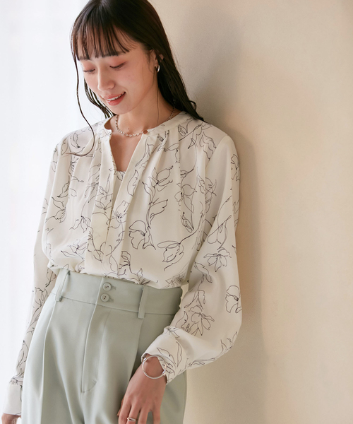 VIS(ビス)の「【防シワ・洗える】2WAYフロントタック長袖ブラウス(シャツ/ブラウス・レディース・ネイビー/ホワイト/ベージュ系その他/ピンク/オフホワイト・FREE)」の13枚目の写真