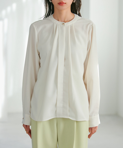 VIS（ビス）の「【防シワ・洗える】2WAYフロントタック長袖ブラウス