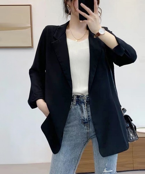 Miniministore(ミニミニストア)の「ジャケット レディース 春夏 アウター(テーラードジャケット・レディース・ホワイト/ブラック・L/XL)」の6枚目の写真