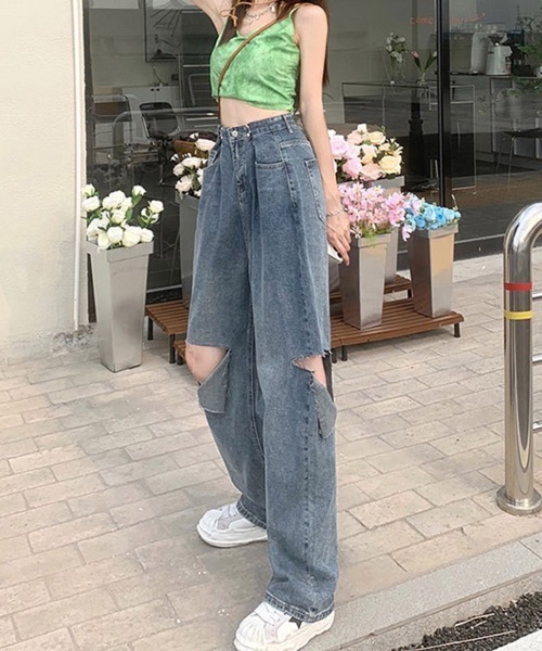 Miniministore（ミニミニストア）の「デニムパンツ ダメージ ジーンズ 春夏秋（デニムパンツ・レディース・ブルー・L/XL/M）」の3枚目の写真