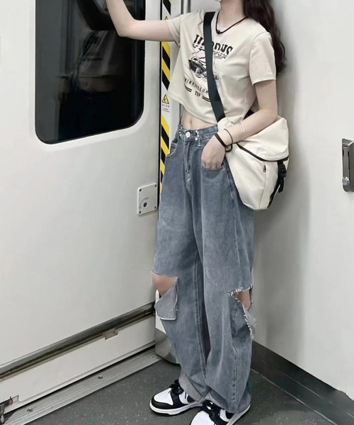 Miniministore（ミニミニストア）の「デニムパンツ ダメージ ジーンズ 春夏秋（デニムパンツ・レディース・ブルー・L/XL/M）」の5枚目の写真