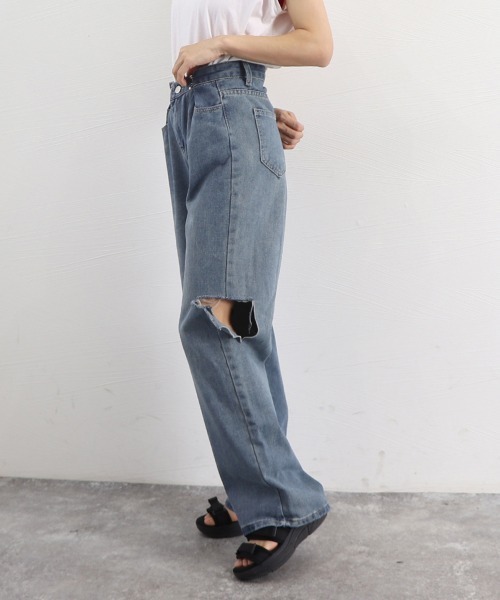 Miniministore（ミニミニストア）の「デニムパンツ ダメージ ジーンズ 春夏秋（デニムパンツ・レディース・ブルー・L/XL/M）」の8枚目の写真