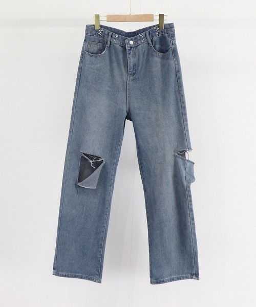Miniministore（ミニミニストア）の「デニムパンツ ダメージ ジーンズ 春夏秋（デニムパンツ・レディース・ブルー・L/XL/M）」の10枚目の写真