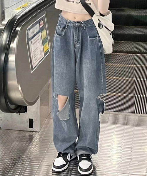Miniministore（ミニミニストア）の「デニムパンツ ダメージ ジーンズ 春夏秋（デニムパンツ・レディース・ブルー・L/XL/M）」の14枚目の写真