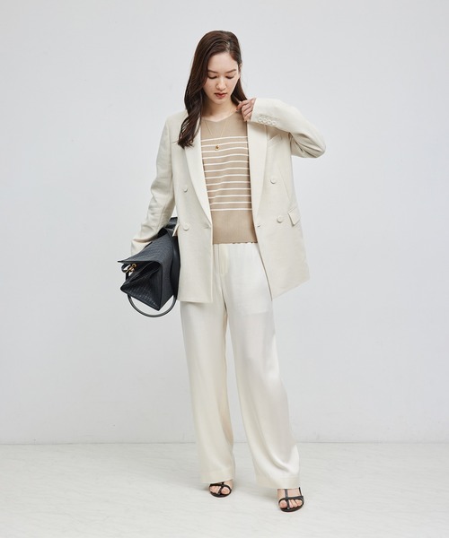 ROPE'（ロペ）の「綿アセテート総針後ろボタンニット（ニット/セーター・レディース・ネイビー/ホワイト系その他/ベージュ系その他・FREE）」の5枚目の写真