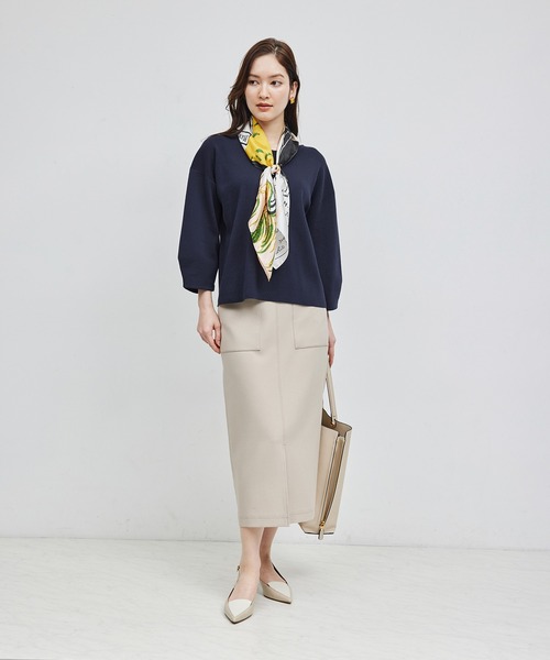 ROPE'（ロペ）の「綿アセテート総針後ろボタンニット（ニット/セーター・レディース・ネイビー/ホワイト系その他/ベージュ系その他・FREE）」の9枚目の写真