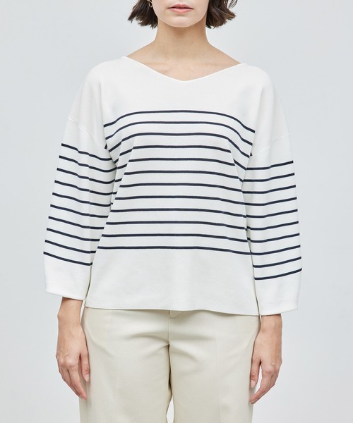 ROPE'（ロペ）の「綿アセテート総針後ろボタンニット（ニット/セーター・レディース・ネイビー/ホワイト系その他/ベージュ系その他・FREE）」の10枚目の写真