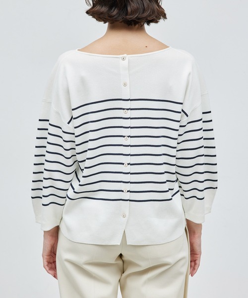 ROPE'（ロペ）の「綿アセテート総針後ろボタンニット（ニット/セーター・レディース・ネイビー/ホワイト系その他/ベージュ系その他・FREE）」の12枚目の写真
