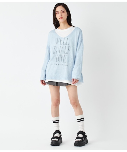 ANAP(アナップ)の「透かし編みルーズニット(ニット/セーター・レディース・ピンク/ライトブルー/グレー・FREE)」の12枚目の写真