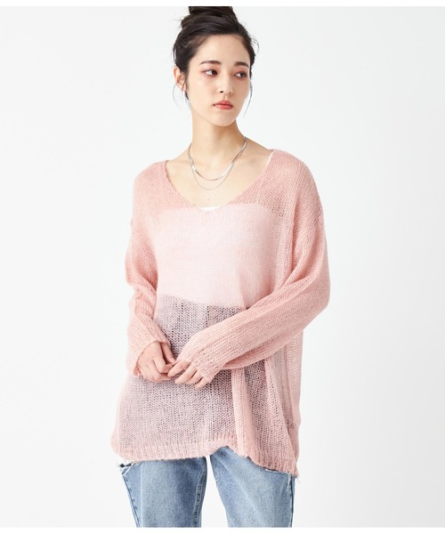 ANAP(アナップ)の「透かし編みルーズニット(ニット/セーター・レディース・ピンク/ライトブルー/グレー・FREE)」の15枚目の写真