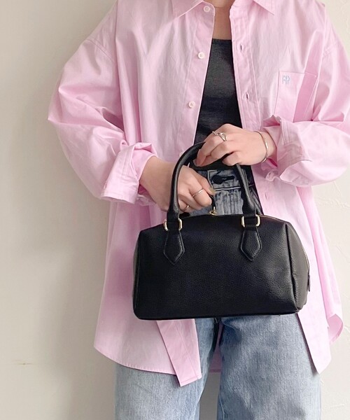 fredy emue（フレディエミュ）の「テープショルダーレザーボストンバッグ（ボストンバッグ・レディース・ベージュ/ブラック・FREE）」の8枚目の写真