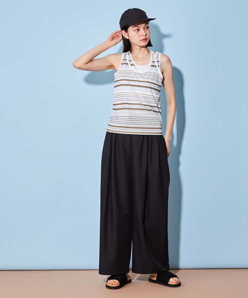 CITEN（シテン）の「＜CITEN＞マルチボーダー レイヤー タンクトップ（タンクトップ・レディース・ロイヤルブルー/オフホワイト/オリーブ・FREE）」の5枚目の写真