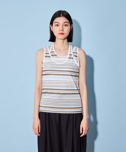 CITEN（シテン）の「＜CITEN＞マルチボーダー レイヤー タンクトップ（タンクトップ・レディース・ロイヤルブルー/オフホワイト/オリーブ・FREE）」の11枚目の写真