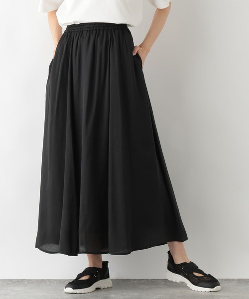 AD2017 archive ポリ縮絨フレアスカート 黒 ボリューム WEB限定】フレアチュールスカート