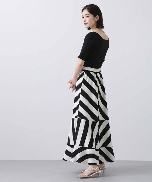 Gready Brilliant AuieF スカート グレー ストライプ Gready Brilliant（グレディブリリアン）の「ストライプギャザー