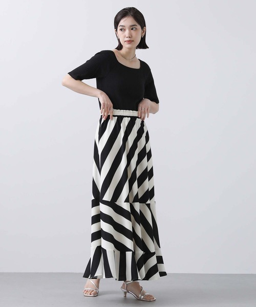 Gready Brilliant AuieF スカート グレー ストライプ Gready Brilliant（グレディブリリアン）の「ストライプギャザー
