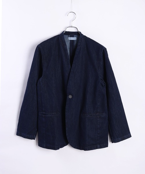 WESTSEA(ウエストシー)の「ノーカラー デニムジャケット(ノーカラージャケット・メンズ・ブルー/ネイビー・XL/L/M)」の21枚目の写真