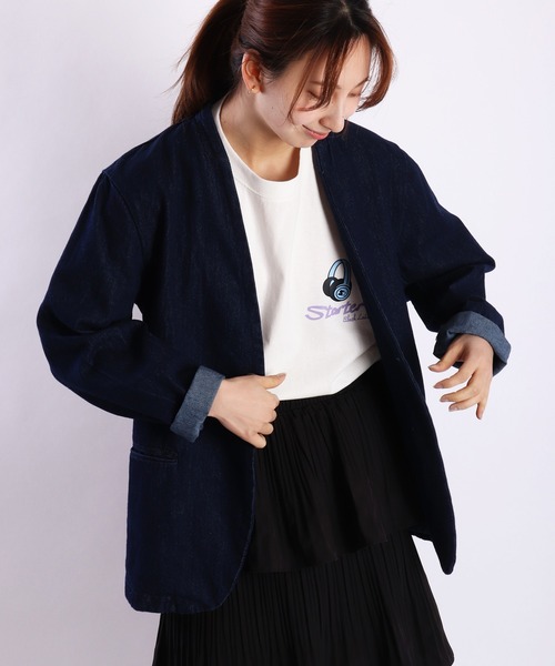 WESTSEA(ウエストシー)の「ノーカラー デニムジャケット(ノーカラージャケット・メンズ・ブルー/ネイビー・XL/L/M)」の11枚目の写真