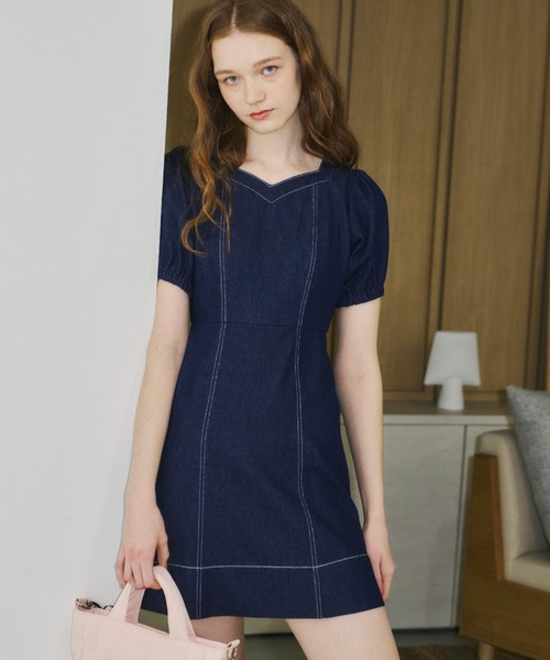 Denim Mini Dress デニムミニワンピース idem（イデム）の「lady denim mini onepiece/デニムミニ