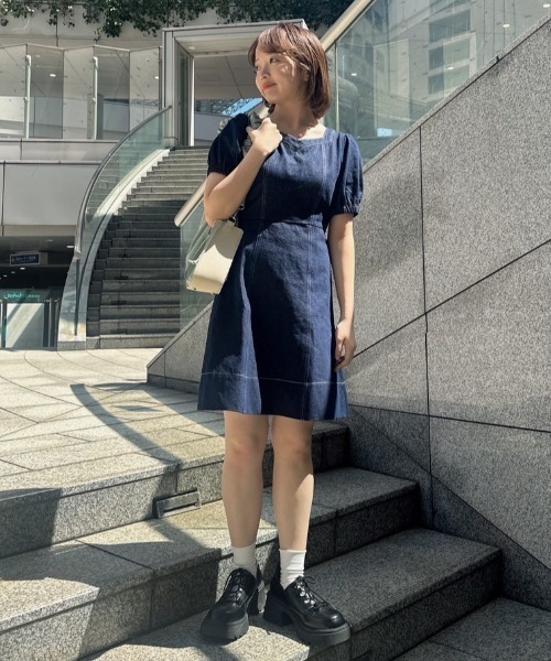 idem（イデム）の「lady denim mini onepiece/デニムミニ