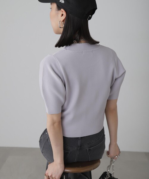 FREE'S MART（フリーズマート）の「◆［洗える］マシンウォッシャブル総針袖コクーン半袖ニット（ニット/セーター・レディース・ブラック/ライトグリーン/ホワイト/パープル・FREE）」の21枚目の写真