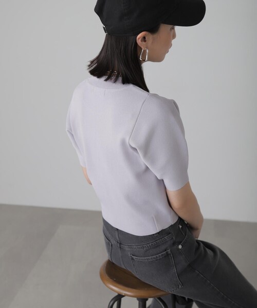 FREE'S MART（フリーズマート）の「◆［洗える］マシンウォッシャブル総針袖コクーン半袖ニット（ニット/セーター・レディース・ブラック/ライトグリーン/ホワイト/パープル・FREE）」の20枚目の写真