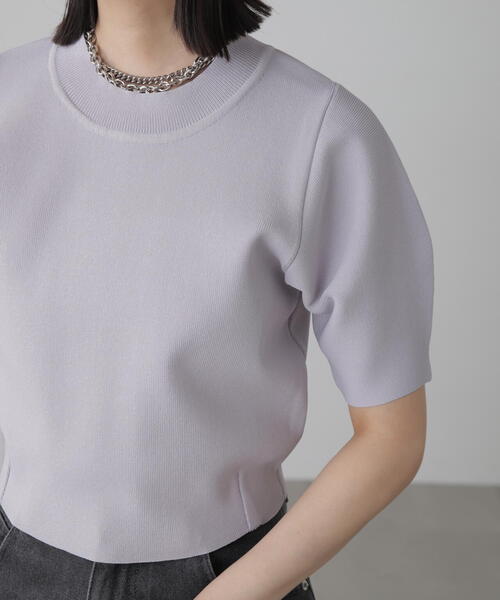 FREE'S MART（フリーズマート）の「◆［洗える］マシンウォッシャブル総針袖コクーン半袖ニット（ニット/セーター・レディース・ブラック/ライトグリーン/ホワイト/パープル・FREE）」の18枚目の写真