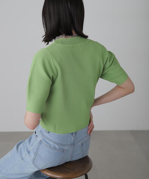 FREE'S MART（フリーズマート）の「◆［洗える］マシンウォッシャブル総針袖コクーン半袖ニット（ニット/セーター・レディース・ブラック/ライトグリーン/ホワイト/パープル・FREE）」の9枚目の写真