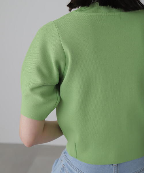 FREE'S MART（フリーズマート）の「◆［洗える］マシンウォッシャブル総針袖コクーン半袖ニット（ニット/セーター・レディース・ブラック/ライトグリーン/ホワイト/パープル・FREE）」の7枚目の写真