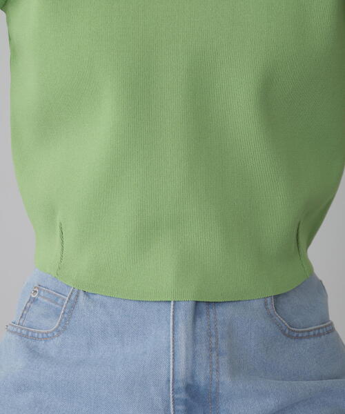 FREE'S MART（フリーズマート）の「◆［洗える］マシンウォッシャブル総針袖コクーン半袖ニット（ニット/セーター・レディース・ブラック/ライトグリーン/ホワイト/パープル・FREE）」の6枚目の写真