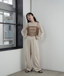 lawgy | sheer gather cami set long t / シアーギャザーキャミセットロングT(Tシャツ/カットソー)