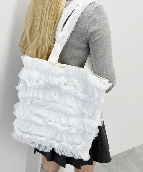 PHILLY（フィリー）の「【PHILLY】チュールフリルトートバッグ（トートバッグ・レディース・ブラック/ホワイト・FREE）」の21枚目の写真