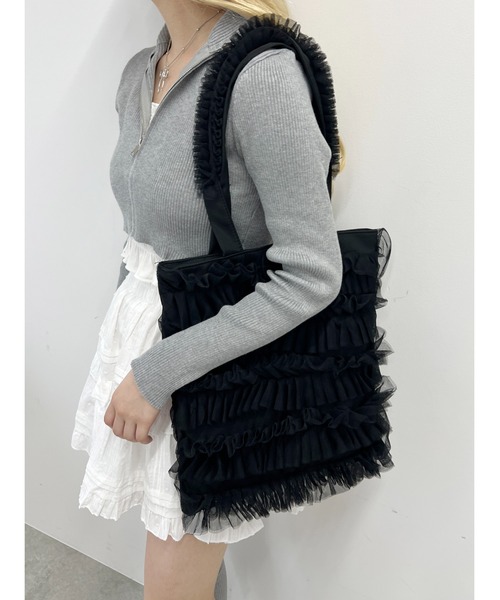 PHILLY（フィリー）の「【PHILLY】チュールフリルトートバッグ（トートバッグ・レディース・ブラック/ホワイト・FREE）」の11枚目の写真