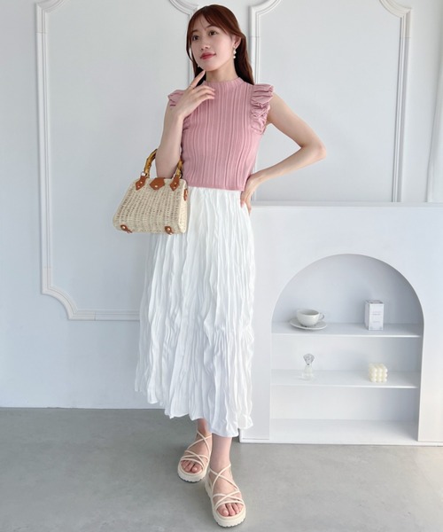 Loueme(ルエム)の「ボリュームノースリーブトップス(Tシャツ/カットソー・レディース・アイボリー/ピンク/ホワイト/ライラック/ブラック・FREE)」の12枚目の写真