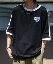 【i】サイドライン ワンポイント刺繍 リンガーTシャツ