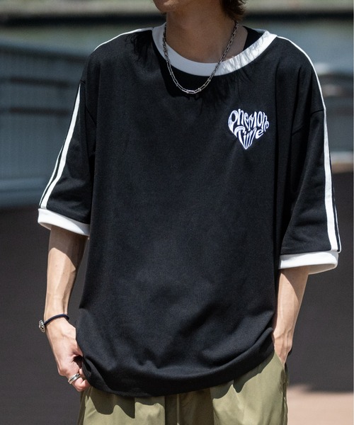 JOHN'S CLOSET(ジョンズクローゼット)の「【i】サイドライン ワンポイント刺繍 リンガーTシャツ(Tシャツ/カットソー・メンズ・ブラック系1/ブラック/ホワイト/ホワイト系1・X-LARGE/LARGE/MEDIUM)」の2枚目の写真