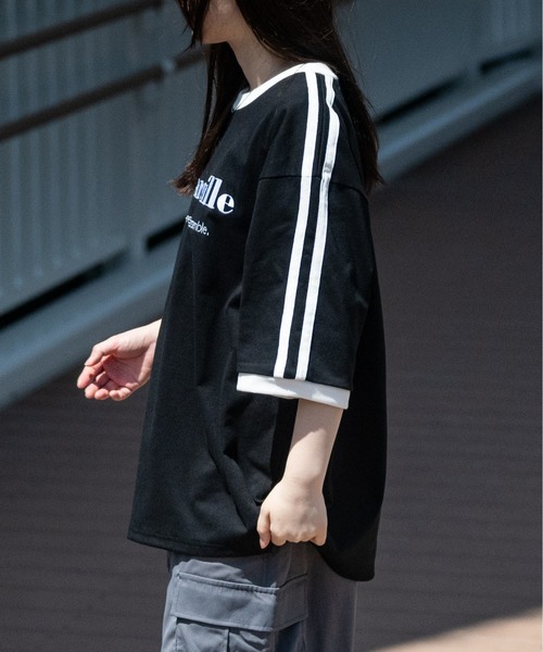 JOHN'S CLOSET(ジョンズクローゼット)の「【i】サイドライン ワンポイント刺繍 リンガーTシャツ(Tシャツ/カットソー・メンズ・ブラック系1/ブラック/ホワイト/ホワイト系1・X-LARGE/LARGE/MEDIUM)」の7枚目の写真