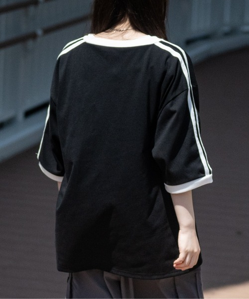JOHN'S CLOSET(ジョンズクローゼット)の「【i】サイドライン ワンポイント刺繍 リンガーTシャツ(Tシャツ/カットソー・メンズ・ブラック系1/ブラック/ホワイト/ホワイト系1・X-LARGE/LARGE/MEDIUM)」の8枚目の写真