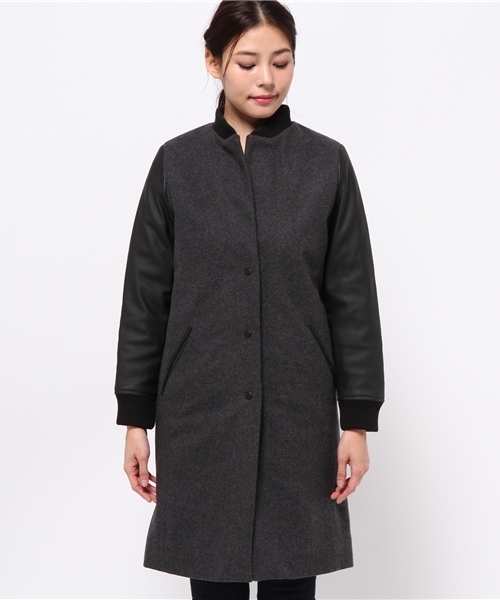 SEVENDAYS=SUNDAY（セブンデイズサンデイ）の「メルトン　ロングスタジャン（ピーコート・レディース・ネイビー/ブラック/チャコールグレー・MEDIUM/LARGE）」の4枚目の写真
