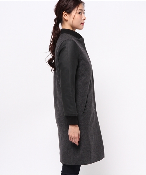 SEVENDAYS=SUNDAY（セブンデイズサンデイ）の「メルトン　ロングスタジャン（ピーコート・レディース・ネイビー/ブラック/チャコールグレー・MEDIUM/LARGE）」の5枚目の写真