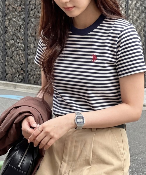 U.S. POLO ASSN.(ユーエスポロアッスン)の「【U.S. POLO ASSN.】限定商品 Beauty smooth Tee ビューティースムースTシャツ(Tシャツ/カットソー・レディース・ネイビー/ベージュ/ホワイト/レッド/ブラック/ネイビー系2/ピンク/サックスブルー/ボルドー/ライトカーキ/バーガンディー/ブラック系その他3/ネイビー系3/ブラウン・M/L)」の10枚目の写真