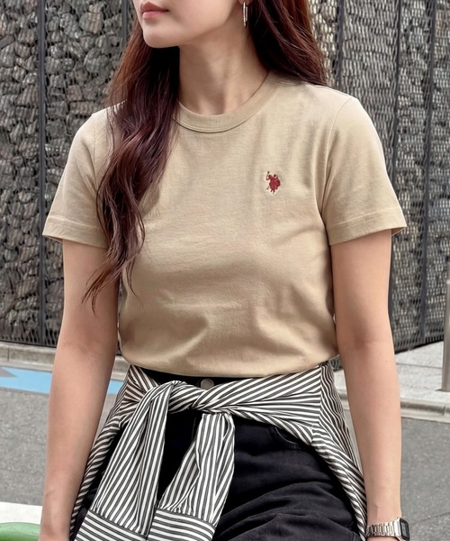 U.S. POLO ASSN.(ユーエスポロアッスン)の「【U.S. POLO ASSN.】限定商品 Beauty smooth Tee ビューティースムースTシャツ(Tシャツ/カットソー・レディース・ネイビー/ベージュ/ホワイト/レッド/ブラック/ネイビー系2/ピンク/サックスブルー/ボルドー/ライトカーキ/バーガンディー/ブラック系その他3/ネイビー系3/ブラウン・M/L)」の6枚目の写真