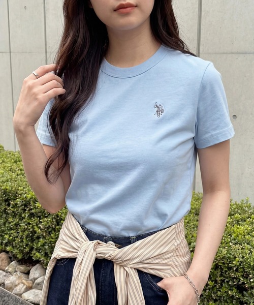 U.S. POLO ASSN.(ユーエスポロアッスン)の「【U.S. POLO ASSN.】限定商品 Beauty smooth Tee ビューティースムースTシャツ(Tシャツ/カットソー・レディース・ネイビー/ベージュ/ホワイト/レッド/ブラック/ネイビー系2/ピンク/サックスブルー/ボルドー/ライトカーキ/バーガンディー/ブラック系その他3/ネイビー系3/ブラウン・M/L)」の8枚目の写真