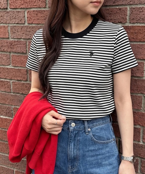 U.S. POLO ASSN.(ユーエスポロアッスン)の「【U.S. POLO ASSN.】限定商品 Beauty smooth Tee ビューティースムースTシャツ(Tシャツ/カットソー・レディース・ネイビー/ベージュ/ホワイト/レッド/ブラック/ネイビー系2/ピンク/サックスブルー/ボルドー/ライトカーキ/バーガンディー/ブラック系その他3/ネイビー系3/ブラウン・M/L)」の3枚目の写真